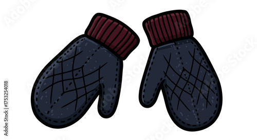 Cozy winter mittens with quilted patterns on white background