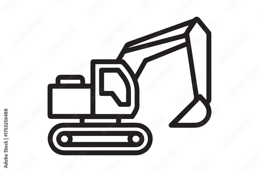 Naklejka premium excavator icon. Elements of transport icon. Premium quality graphic design icon. one line Icon drawing with white background