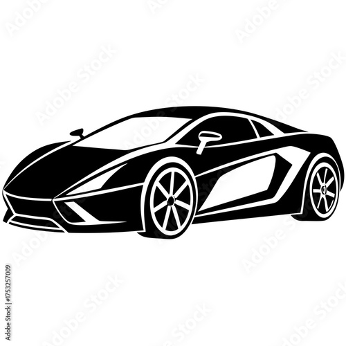 Sleek black sports car silhouette with modern aerodynamic design and stylish wheels