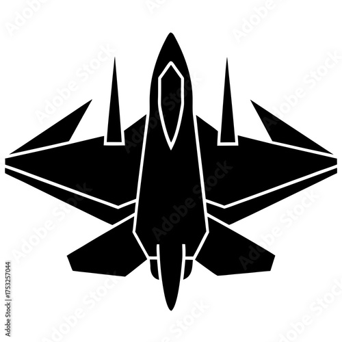 Modern stealth fighter jet silhouette icon for military aviation and aerospace technology