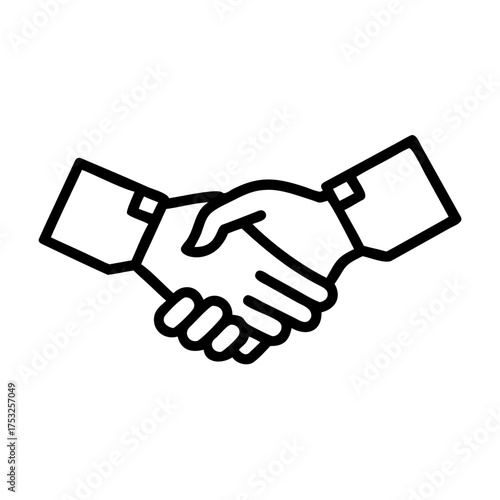 Business handshake line icon symbol of success deal, happy partnership, greeting shake, closure agreement, or good transaction concept