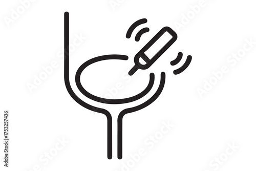 Radiofrequency therapy urethra icon. Simple line, outline vector of urology icons for ui and ux. one line Icon drawing with white background