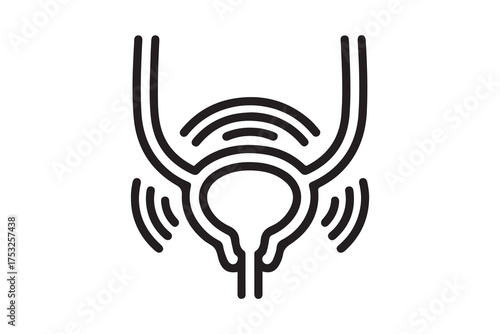 Radiofrequency therapy urethra icon. Simple line, outline vector of urology icons for ui and ux. one line Icon drawing with white background