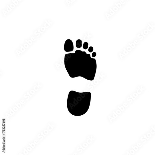 Black footprint silhouette on a white background for Christmas concept  