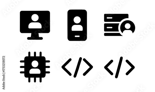 Modern user interface icons for digital identity and coding