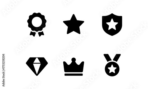 Silhouette icons of awards and achievement symbols