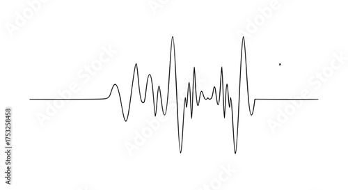 Continuous Line Heartbeat Drawing. Minimalist Pulse Wave Vector Illustration