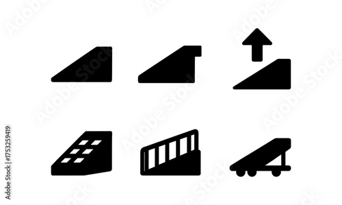 Set of silhouette ramp icons for accessibility and transport projects