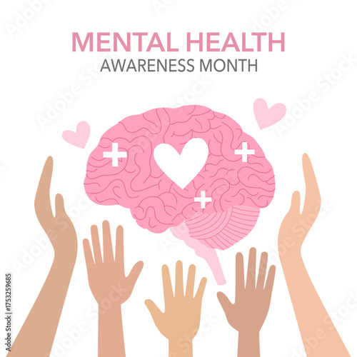 Mental health care, psychological therapy concept. woman with watering can irrigates blossom flowers inside head. Self care, healthy life. Psychologist help
