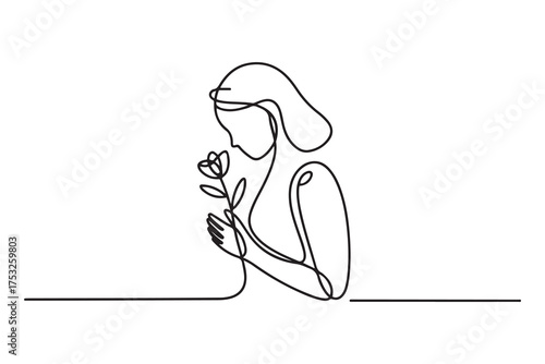 Woman dead funeral sorrow flower icon. Element of pictogram death illustration. one line Icon drawing with white background