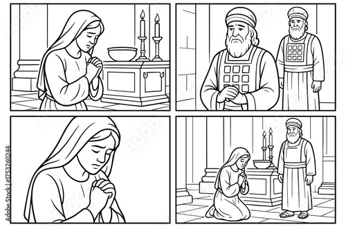 Spiritual reflection and devotion in comic panels for faith-inspired designs