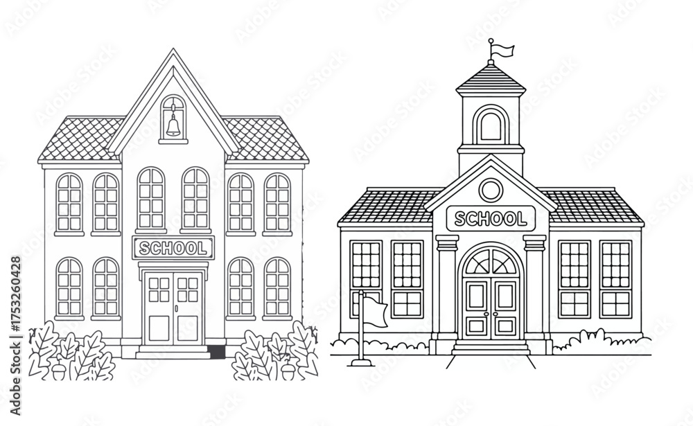 Fototapeta premium School high school Building Icon set vector silhouette design