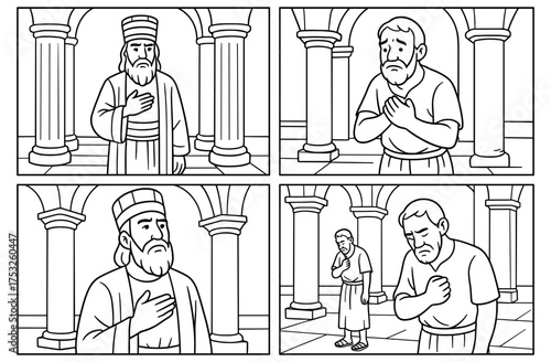 Biblical comic panels depicting religious scenes for graphic novel or educational use
