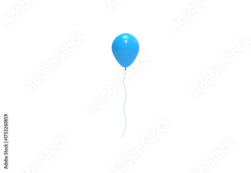 blue balloon front view without shadow 3d render
