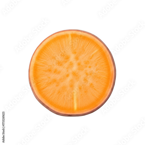 Orange sweet potato slice isolated on transparent background