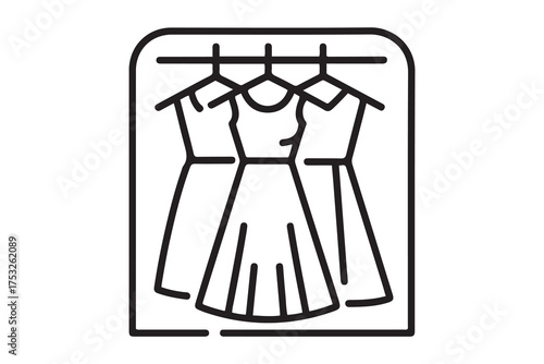showcase with dresses outline icon. Element of shopping icon for mobile concept and web apps. one line Icon drawing with white background