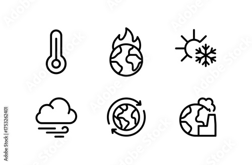 Climate change icons: simple style for environmental awareness