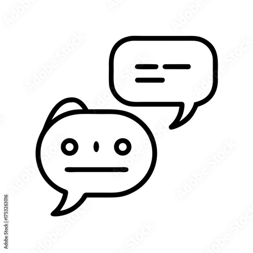 Chatbot with speech bubble, expressing neutral sentiment, suitable for representing ai communication and digital interaction