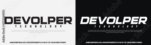 Modern Bold Font. Extended Font. Regular Italic Number Typography urban style alphabet fonts for fashion, sport, technology, digital, movie, logo design, vector illustration

