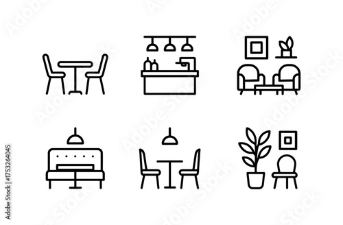Minimalist café and living room furniture sets in linear design