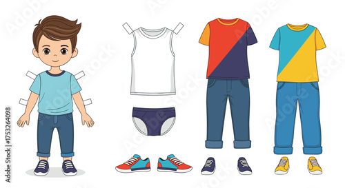 A young boy dressed in casual clothing ready for a day of fun.