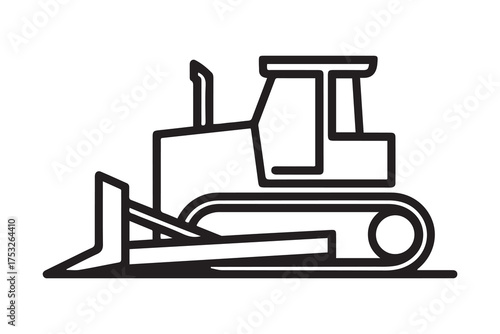 Bulldozer icon. one line Icon drawing with white background