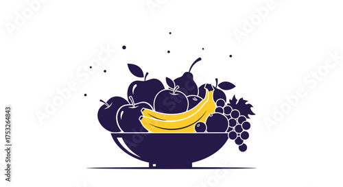 A bowl of fresh fruits including apples pears grapes bananas and blueberries.