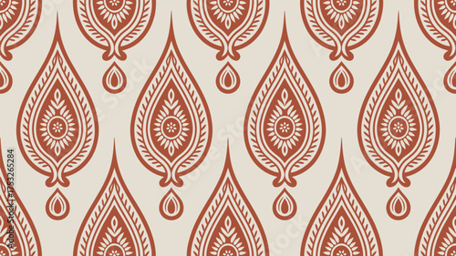 Earthy terracotta teardrop pattern creates an elegant, vintage vibe for your next design project, perfect for backgrounds and textiles with a classic feel