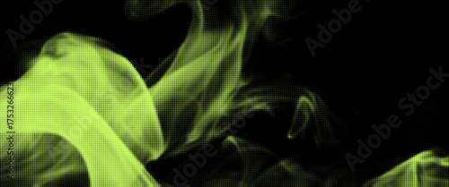 Grunge halftone overlay background with smoke or fire motion texture. Acid green color y2k aesthetics. Vector backdrop design template and creative projects