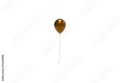 polished orange balloon front view without shadow 3d render