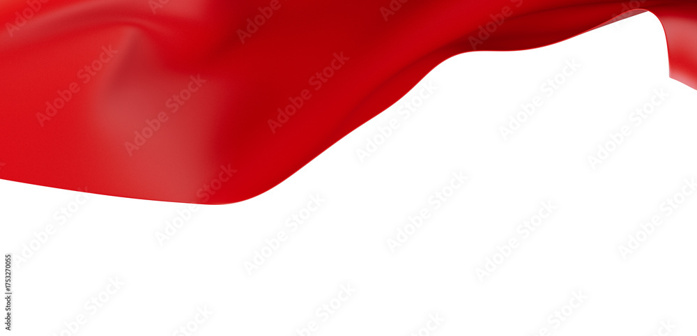 Obraz premium Captivating image of red silk fabric elegantly flowing against a pristine white backdrop. Perfect for abstract, background, and design concepts.