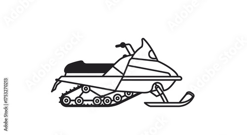 Minimalist snowmobile outline design for winter sports and adventure enthusiasts