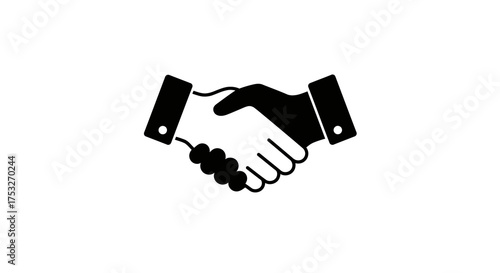 Silhouette handshake symbolizing partnership and agreement in minimalist design