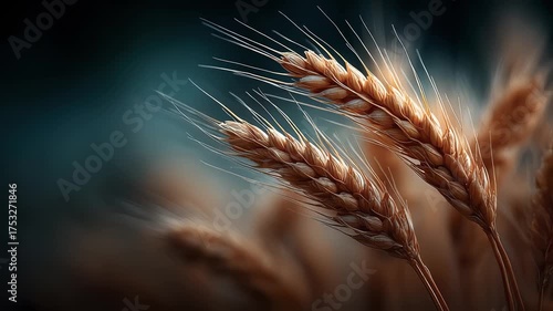 Golden wheat ears swaying in the field