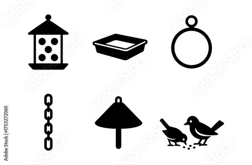 Minimalist bird feeder icons: simple designs for gardens and wildlife