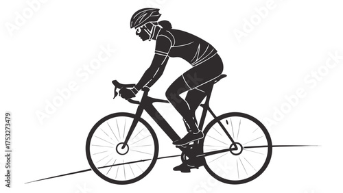 Silhouette of a cyclist wearing a helmet and glasses riding a road bike on a white background image created with generated ai