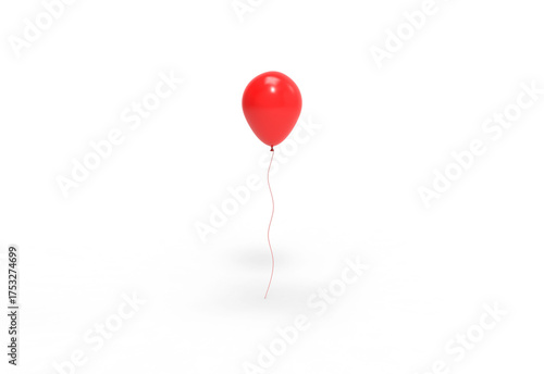 red balloon front view with shadow 3d render