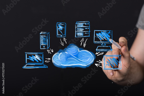 Hand drawing cloud computin...
