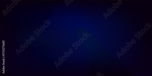 Blue and black gradient vector background, featuring subtle circular line patterns. Blue and black vector background with digital modern texture. Minimal vector background in blue and black color.