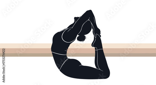 Dynamic yoga pose silhouette: Woman in deep backbend, symbolizing flexibility, strength, and mindful wellness practice.
