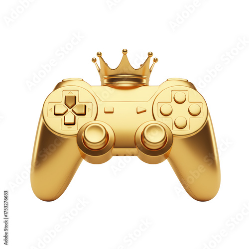 Golden controller with crown symbolizing the dominance and mastery in gaming world