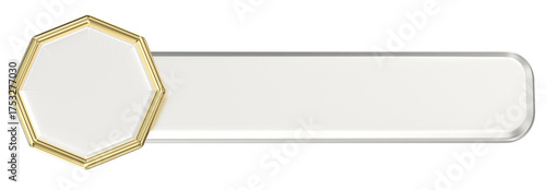 Elegant 3D golden octagonal badge and sleek white rectangular banner for prestige and display.