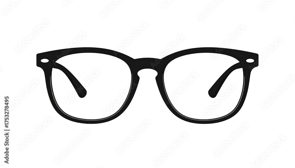 Fototapeta premium A simple vector illustration of a pair of thick-framed, black-rimmed eyeglasses, isolated against a clean white background