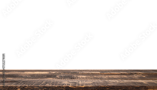Dark Rustic Wooden Table on White Background