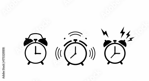 Time is ticking! Alarm clocks signaling deadlines, meetings, and reminders in a modern, minimalist design for business, education, and personal productivity