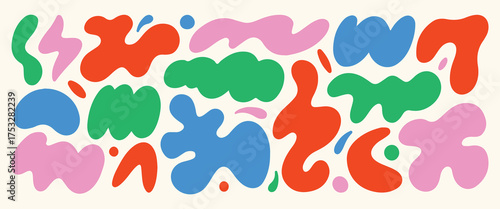 Set of colored amoeba organic irregular shapes. Creative liquid blob elements, various cartoon organic shapes. vector illustration eps file