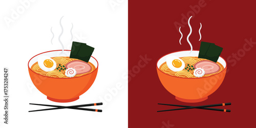 Steaming Ramen Bowl Flat Design