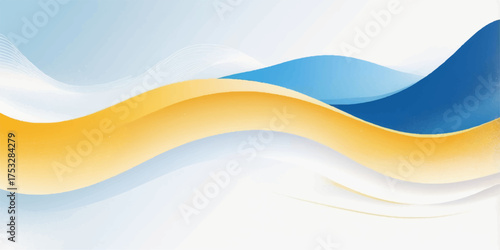 Abstract blue wave vector illustration with a light orange curve pattern and a backdrop texture for modern banner design