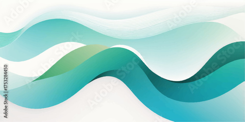 Abstract blue wavy vector background with a colorful line pattern for summer business and web design projects