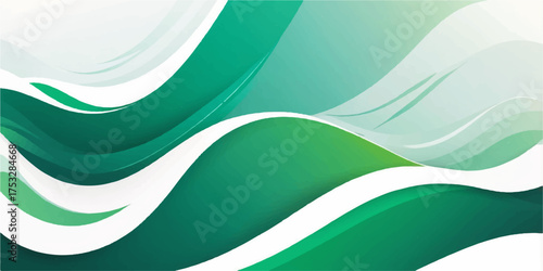 Abstract green and white background wave vector illustration design pattern template for web banner